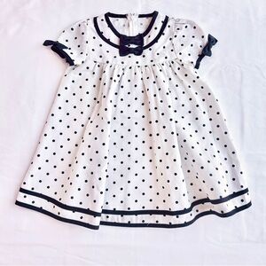Vintage Nautical Sailor Polka Dot Bow Dress ⚓️ by Goodlad; Size 24 Months